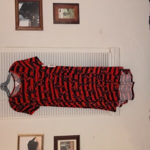 Orange and Black Striped/Flower Pattern Dress XS.